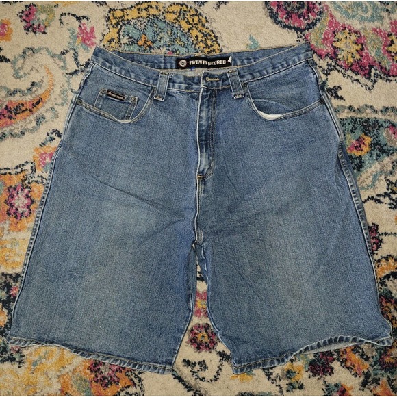 VINTAGE 90s Twenty Six Red Sz 36 Blue Jean Denim Shorts style #R3000 EUC Juggalo - Picture 2 of 7